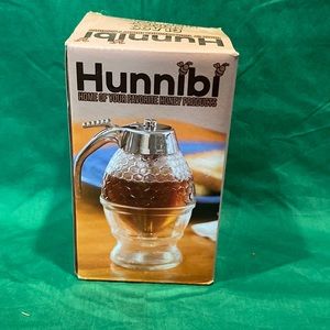 NIB Hunnibi Glass Honey Dispenser Glass